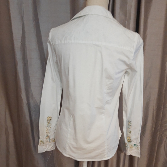 Joe Browns white long sleeve shirt UK 8 Paisley collar & sleeve trim - Picture 6 of 10